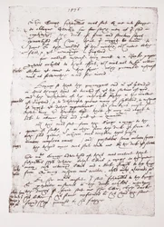 Kopie van een handgeschreven memo van John Hawkins over zijn omgang met Spanje, 1576