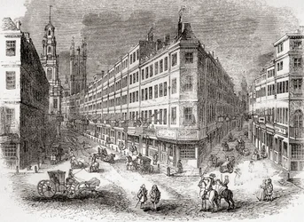 Cornhill, The Exchange en Lombard Street, Londen, Engeland in het midden van de 19e eeuw, uit Old England: A Pictorial Museum, uitgegeven 1847
