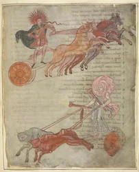 De Strijdwagens van de Zon en de Maan (illustratie uit 