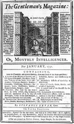 Omslag van de eerste editie van The Gentlemans Magazine, gepubliceerd januari 1731