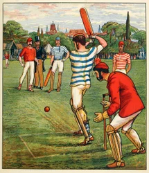 Cricket, uit Britse Sporten en Spelen, pub. ca. 1880