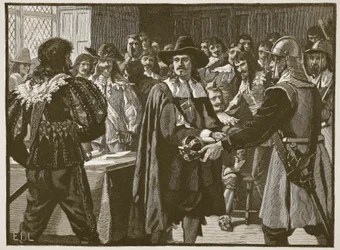 Cromwell ontbindt het Lange Parlement, illustratie uit Cassells Illustrated History of England