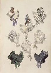 Daghoeden, modeplaat uit Ackermanns Repository of Arts