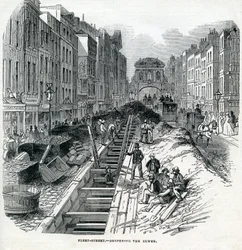 Verdieping van de Fleet Street-riool, Londen, 1845