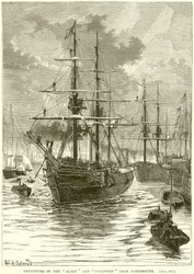 Vertrek van de Alert en Discovery uit Portsmouth