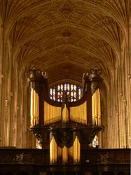 Een uitzicht op het orgel en de gewelven