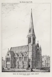 Ontwerp voor Presbyterian Church, Roath, Cardiff (gravure)