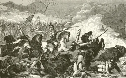 Vernietiging van de cuirassiers van Graaf Bismarck door de Mitrailleuse