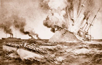 Vernietiging van de Dresden bij Fernandez op 14 maart 1915