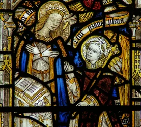 Detail uit een raam van de Aankondiging