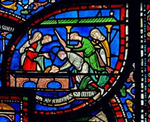 Detail van het Wonderraam met het verhaal van Richard Sunieve