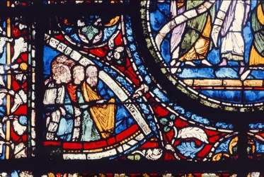 Detail van het noordelijke raam van het koor, laat 12e eeuw
