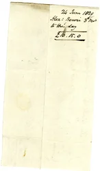 Devonshire MSS AS 3101, folio uit een bundel rekeningen vereffend door Pinder Simpson voor Lord George Cavendish, inclusief de rekening van Alexander Bowie
