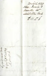 Devonshire MSS AS 3101, folio uit een bundel rekeningen vereffend door Pinder Simpson voor Lord George Cavendish, inclusief de rekening van Alexander Bowie