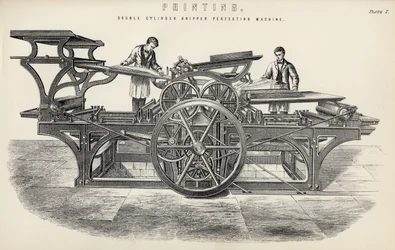 Dubbelcilindergrijper voor recto-versodruk, uit The National Encyclopaedia, uitgegeven door William Mackenzie, Londen, eind 19e eeuw