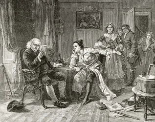 Dr. Samuel Johnson leest het manuscript van 