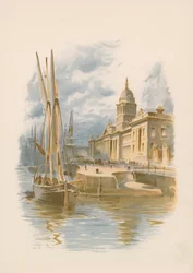 Douanekantoor en kade van Dublin