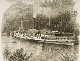 Excursiestoomboot op de Hudson River, ca. 1870, uit 