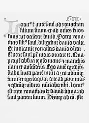 Facsimile van een pagina uit de Bijbel, gedrukt door Johannes Gutenberg, Mainz, 1456