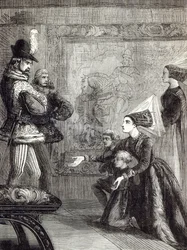 Eerste ontmoeting van Edward IV en Lady Elizabeth Gray, illustratie uit 