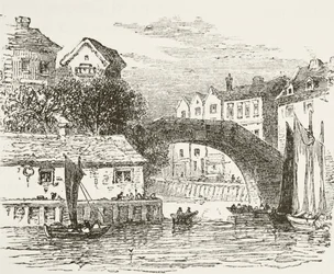 Fleet Bridge, Londen in de 17e eeuw, uit 