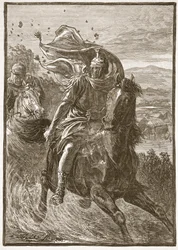 Vlucht van Pompeius van het slagveld van Pharsalia