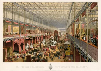 Buitenlandse Afdeling, Uitzicht naar de Transept, Grote Tentoonstelling, 1851