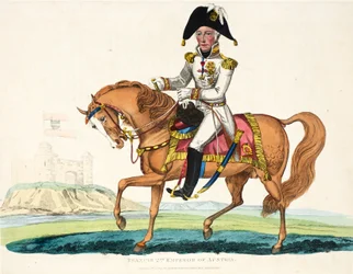 Frans II, Keizer van Oostenrijk, uitgegeven door Richard Evans, gegraveerd door Romney, illustratie uit Een Historisch Verslag van de Slag bij Waterloo door William Mudford, 1816