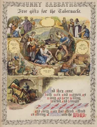 Vrije giften voor de tabernakel (gekleurde gravure)