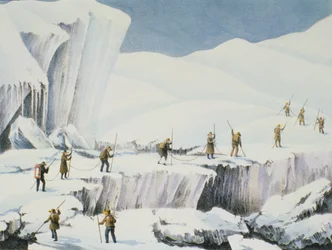 Frequent voorkomen van ijs met sneeuwbruggen, uit A Narrative of an Ascent to the Summit of Mont Blanc door Charles Fellows (1799-1860), gepubliceerd 1827