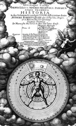 Frontispice van Utriusque Cosmi Historia door Robert Fludd, Deel I, gepubliceerd in 1617
