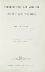 Frontispice voor Alice Through the Looking-Glass door Lewis Carroll, gepubliceerd door Macmillan, 1872