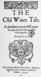 Frontispice van The Old Wives Tales door George Peele (1556-96) 1595