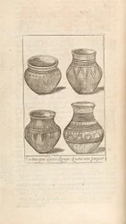 Funeraire urnen, illustratie uit Werken door Thomas Brown, Londen 1686