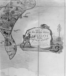 Spel van de Star-Spangled Banner of emigranten naar de Verenigde Staten, ca.1840 (detail)