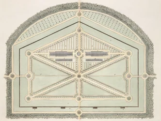 Tuin in de Oude Franse Stijl, uit Hints on the Formation of Gardens and Pleasure Grounds door John Claudius Loudon (1783-1843) gepubliceerd 1812
