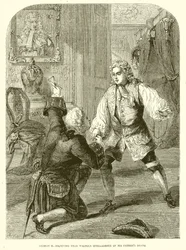 George II ontvangt van Walpole het nieuws over de dood van zijn vader