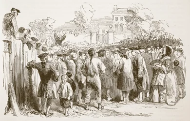 George Whitefield predikend, illustratie uit Cassells Illustrated History of England