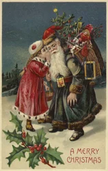 Meisje praat met de Kerstman