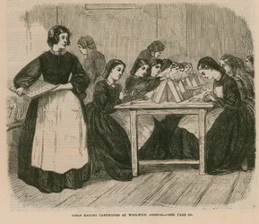 Meisjes maken patronen in het Woolwich Arsenal