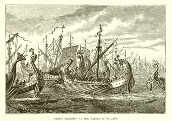 Griekse triremen bij de slag bij Salamis