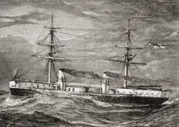 HMS Inflexible, Invincible Class Slagkruiser van de Britse Koninklijke Marine, illustratie uit 