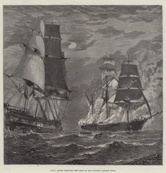 HMS Liffey redt de bemanning van de brandende bark Anita