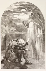 Hamlet ziet de geest, de geest van zijn vader, uit 