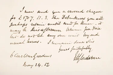 Handschrift en handtekening van William Eward Gladstone