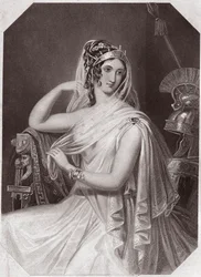 Helena, vrouw van Menelaos (Troilus en Cressida) in - "Galerie des femmes de Shakespeare, collectie van vijfenveertig serieuze portretten door de eerste kunstenaars van Londen, verrijkt met kritische en literaire opmerkingen"