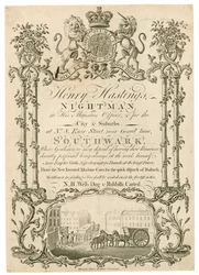 Henry Hastings, nachtwaker, handelskaart