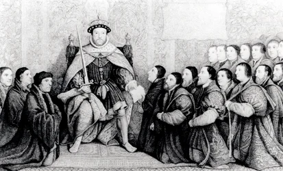Hendrik VIII verleent het charter aan de Barbiers en Chirurgen