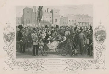 Hare Majesteit deelde de Krimoorlogsmedailles uit bij de Horse Guards, 18 mei 1856