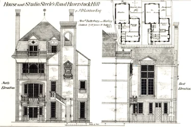 Huis en studio, Steeles Road, Haverstock Hill, uit The Building News, 9 februari 1877